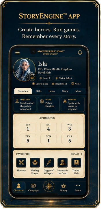 StoryEngine app character screen