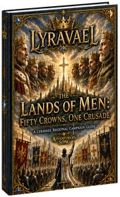 Lyravael The Lands of Men Fifty Crowns One Crusade hardcover book cover